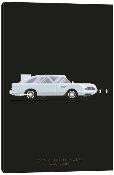 Goldfinger Canvas Art Print - Famous Cars Minimalist Movie Posters