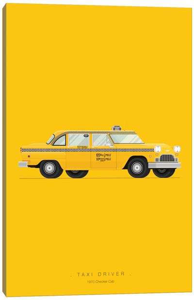 Taxi Driver Canvas Art Print - Famous Cars Minimalist Movie Posters