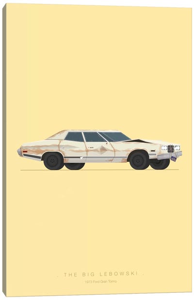 The Big Lebowski Canvas Art Print - Famous Cars Minimalist Movie Posters