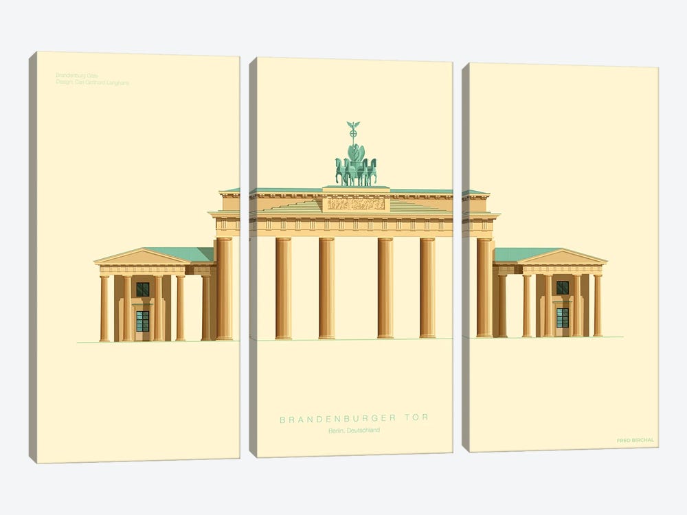 Brandenburg Gate Berlin, Germany by Fred Birchal 3-piece Canvas Print