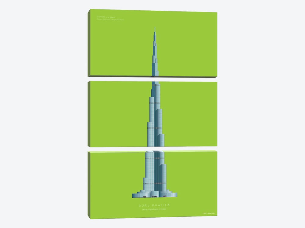 Burj Khalifa Dubai, United Arab Emirates by Fred Birchal 3-piece Canvas Artwork