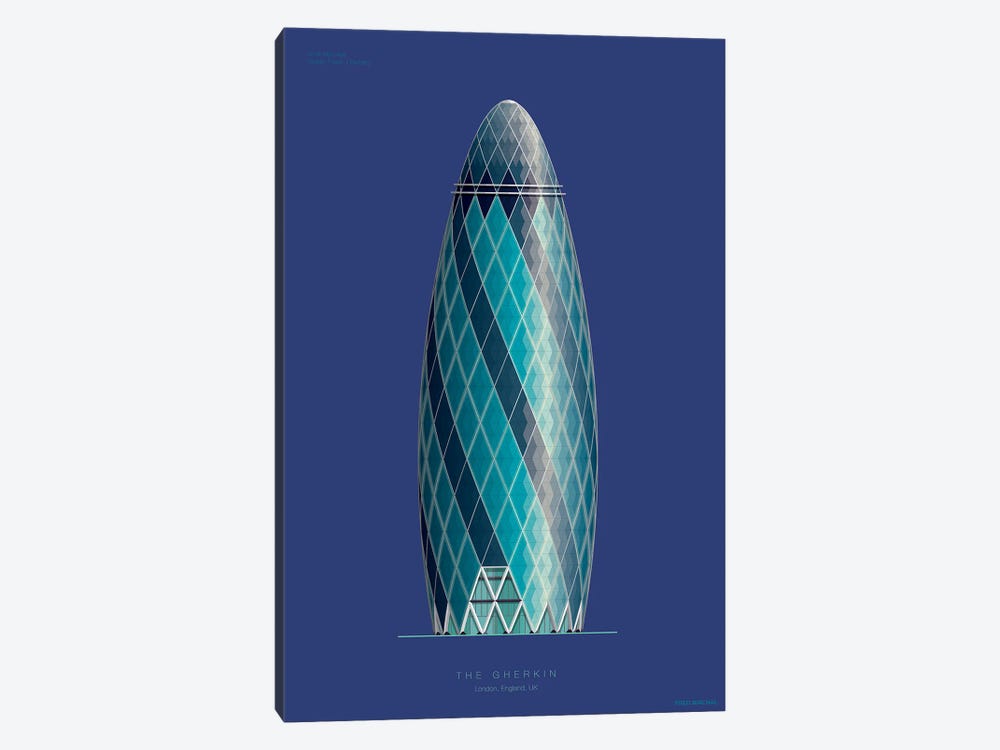 30 St Mary Axe (The Gherkin) London, England by Fred Birchal 1-piece Canvas Art Print