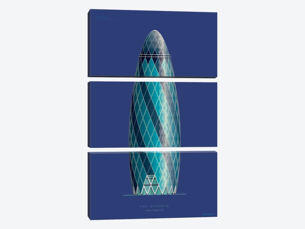 30 St Mary Axe (The Gherkin) London, England by Fred Birchal 3-piece Art Print