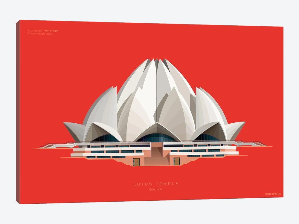 Lotus Temple Delhi, India by Fred Birchal 1-piece Canvas Wall Art