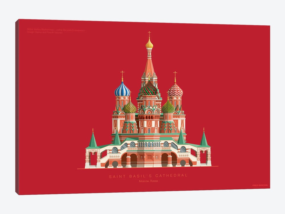 Saint Basil's Cathedral Moscow, Russia by Fred Birchal 1-piece Canvas Art Print