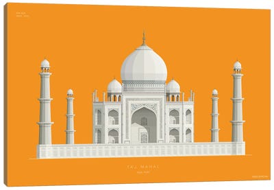 Taj Mahal Agra, India Canvas Art Print - Orange Art