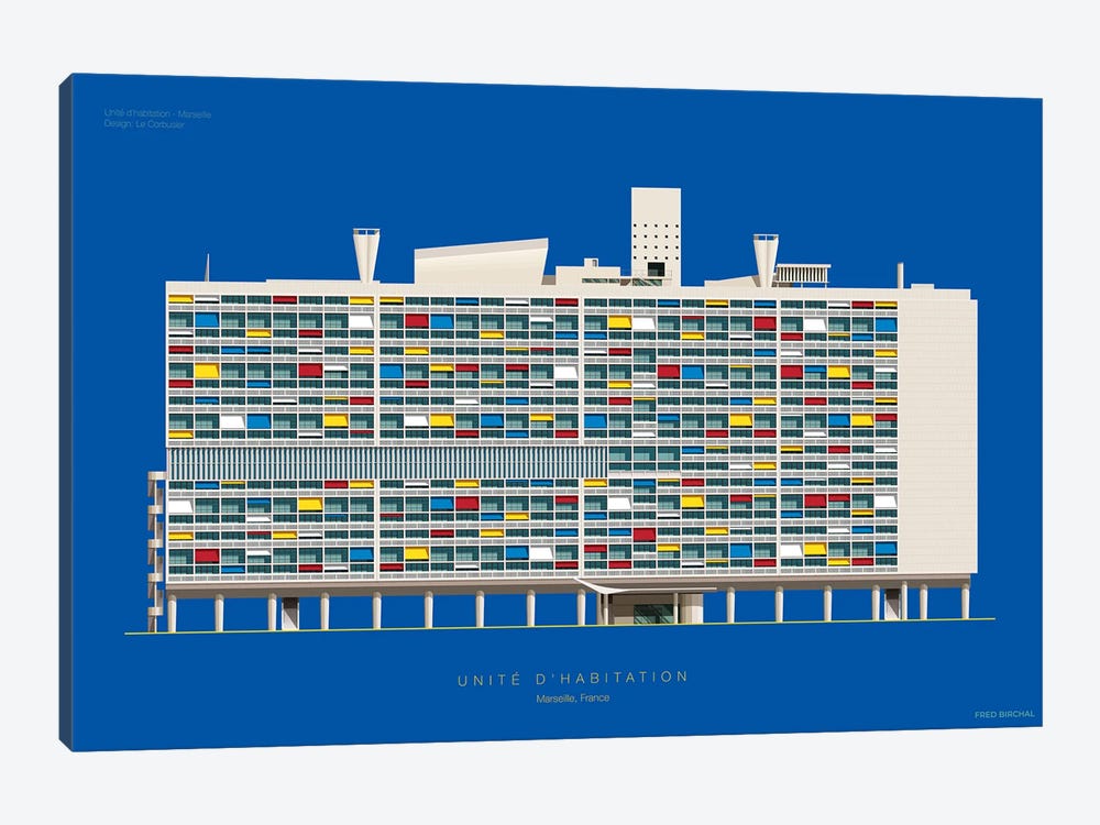 Le Corbusier Unité D'Habitation Marseille, France by Fred Birchal 1-piece Canvas Print