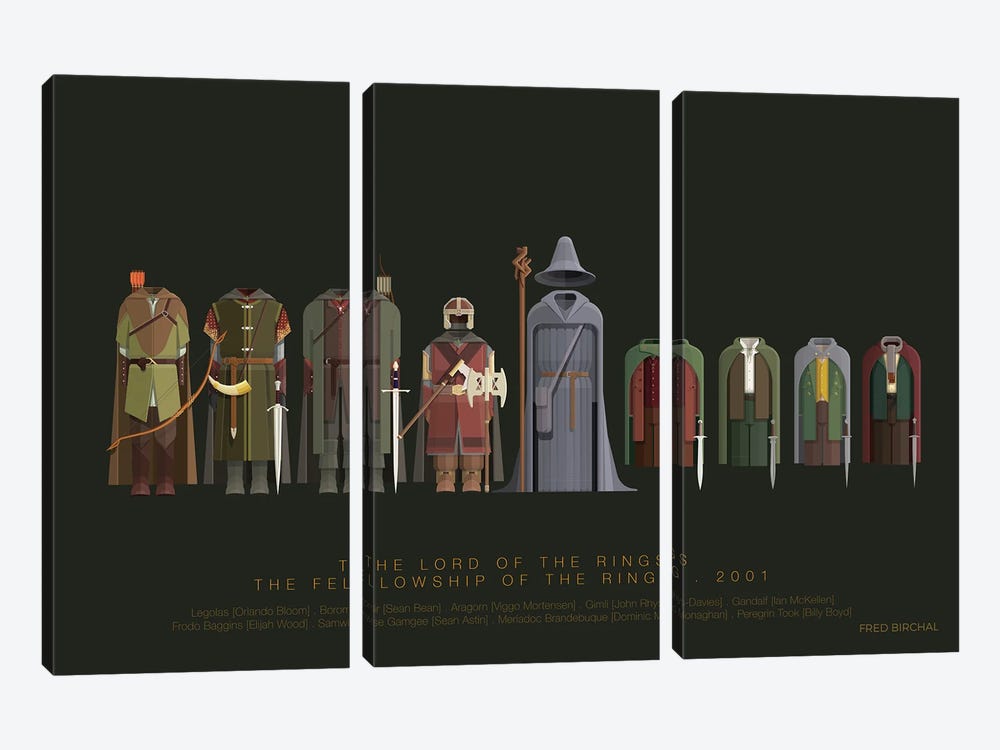 The Lord Of The Rings - The Fellowship Of The Ring by Fred Birchal 3-piece Art Print