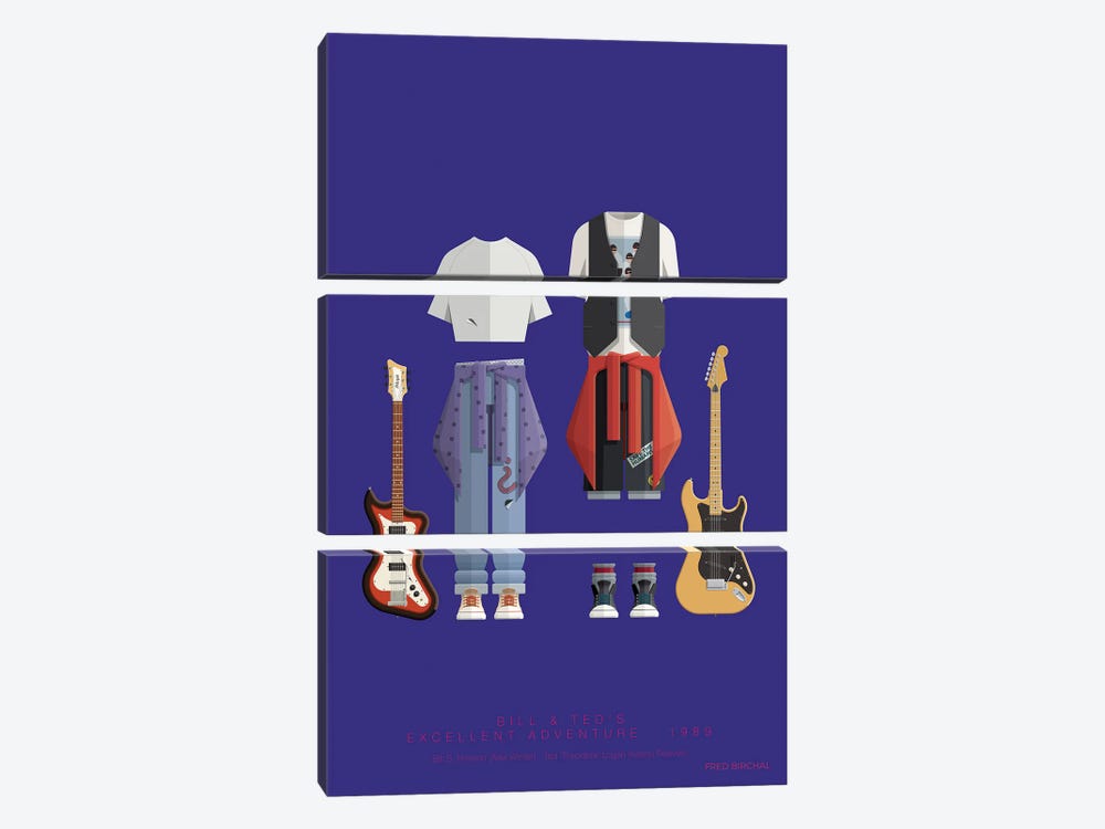 Bill And Ted's Excellent Adventure by Fred Birchal 3-piece Canvas Print