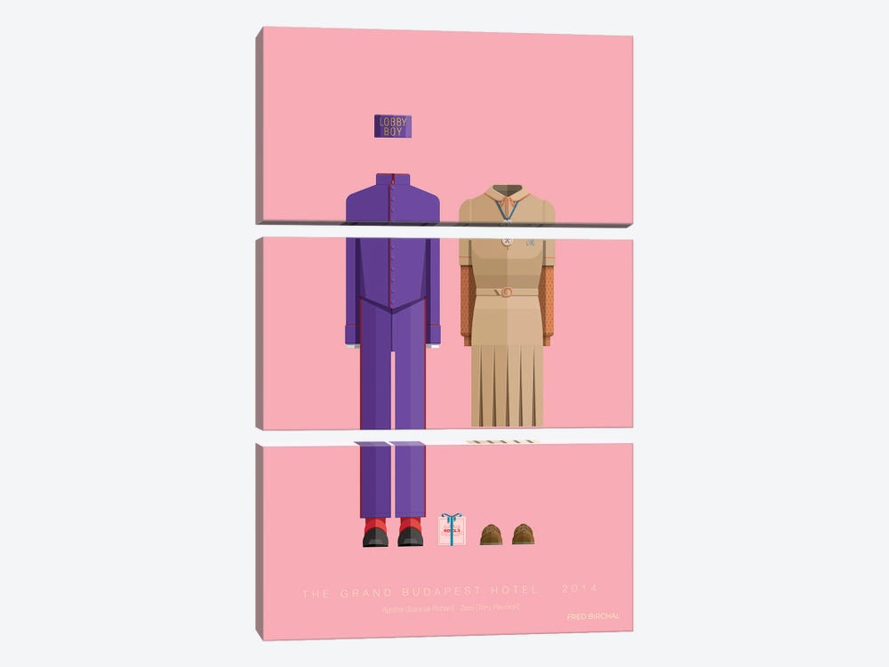 The Grand Budapest Hotel, 2014 by Fred Birchal 3-piece Canvas Wall Art