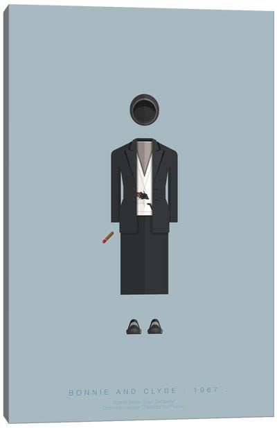 Bonnie And Clyde Canvas Art Print - Action & Adventure Minimalist Movie Posters