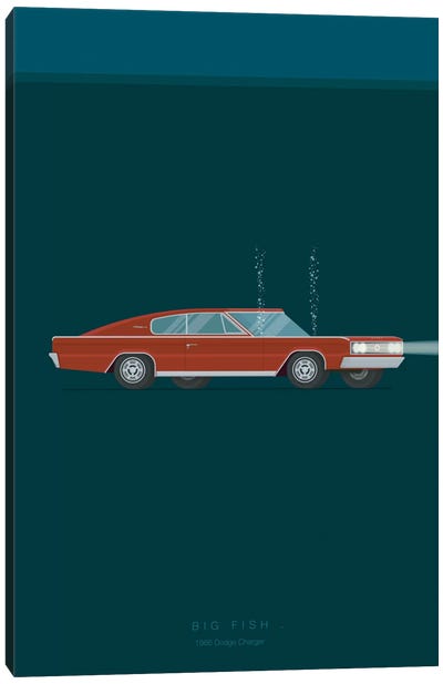 Big Fish Canvas Art Print - Famous Cars Minimalist Movie Posters