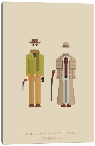 Django Unchained II Canvas Art Print - Dramas Minimalist Movie Posters