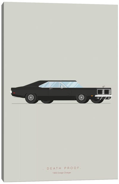Death Proof Canvas Art Print - Famous Cars Minimalist Movie Posters