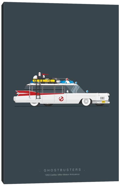 Ghostbusters Canvas Art Print - Famous Cars Minimalist Movie Posters