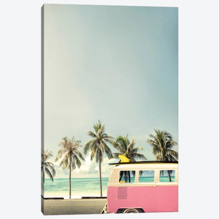 Surf Bus Pink Canvas Print #FBK12} by Design Fabrikken Canvas Wall Art
