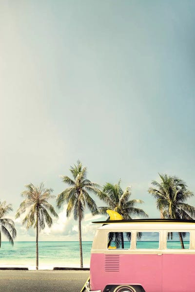 Large Photography - Canvas Prints: Surf Bus Pink by Design Fabrikken
