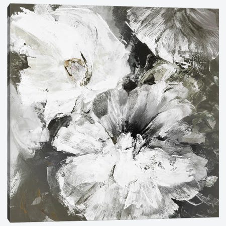 White and Gray Flowers Canvas Print #FBK152} by Design Fabrikken Art Print