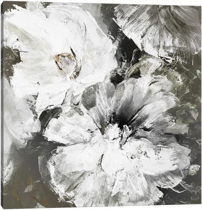White and Gray Flowers Canvas Art Print - Design Fabrikken