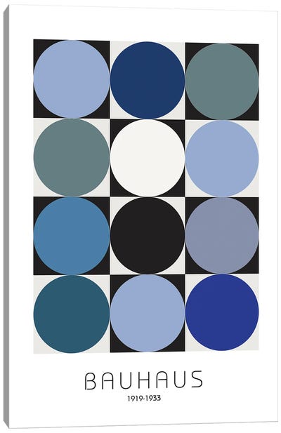 Bauhaus VI Canvas Art Print - Black, White & Blue Art