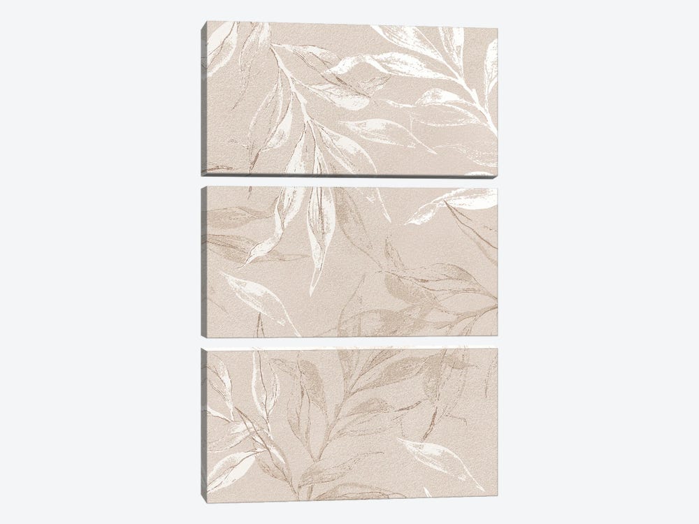 White Leaves II by Design Fabrikken 3-piece Canvas Print