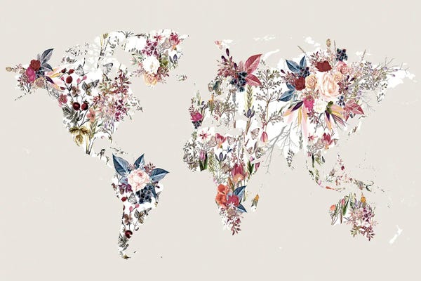 Design Fabrikken: Flowered World Map II by Design Fabrikken