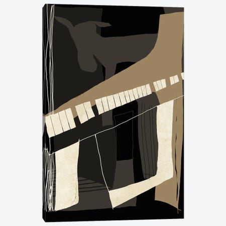 Goat Plays The Piano Canvas Print #FBK597} by Design Fabrikken Canvas Wall Art