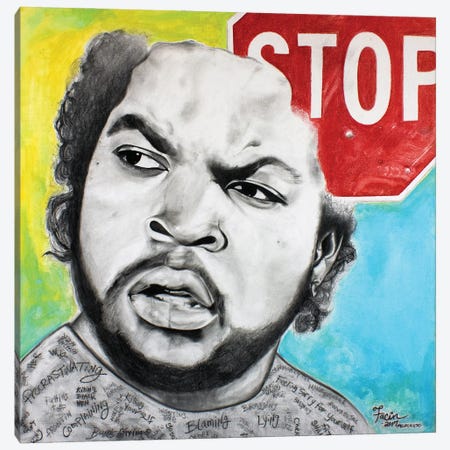 Stop-Ice Cube Canvas Print #FCA11} by Facin Art Art Print