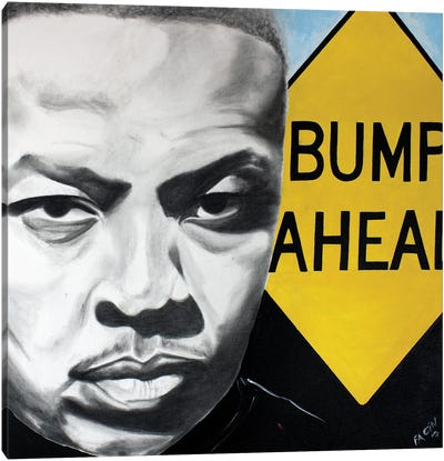 Bump Ahead-Dr. Dre Canvas Art Print - Black, White & Yellow Art