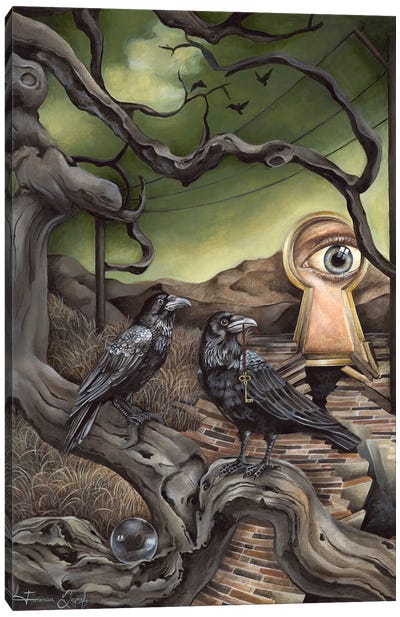Two Ravens Canvas Art Print - Eyes