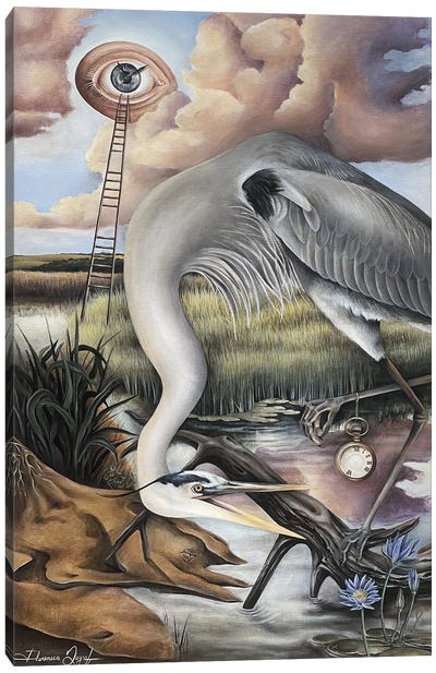 Grey Heron Canvas Art Print - Heron Art