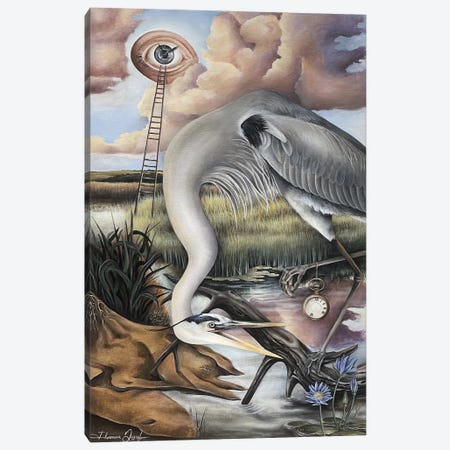 Grey Heron Canvas Print #FDF9} by Florencia Degraf Canvas Art Print
