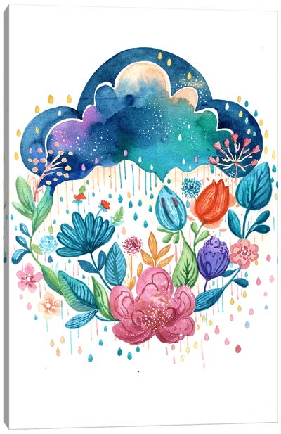 Cloud Rain Canvas Art Print - Rainbow Art