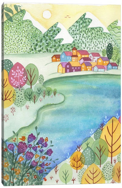 Dreamy Village Canvas Art Print - FNK Designs