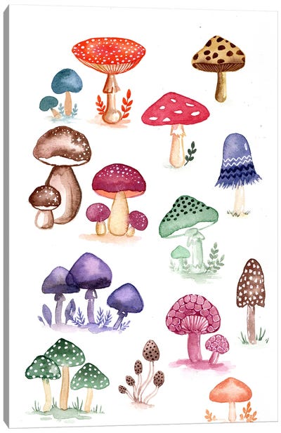 Mushroom Garden Canvas Art Print - Mushroom Art