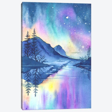 Aurora In The Mountains Canvas Print #FDG4} by FNK Designs Canvas Art Print