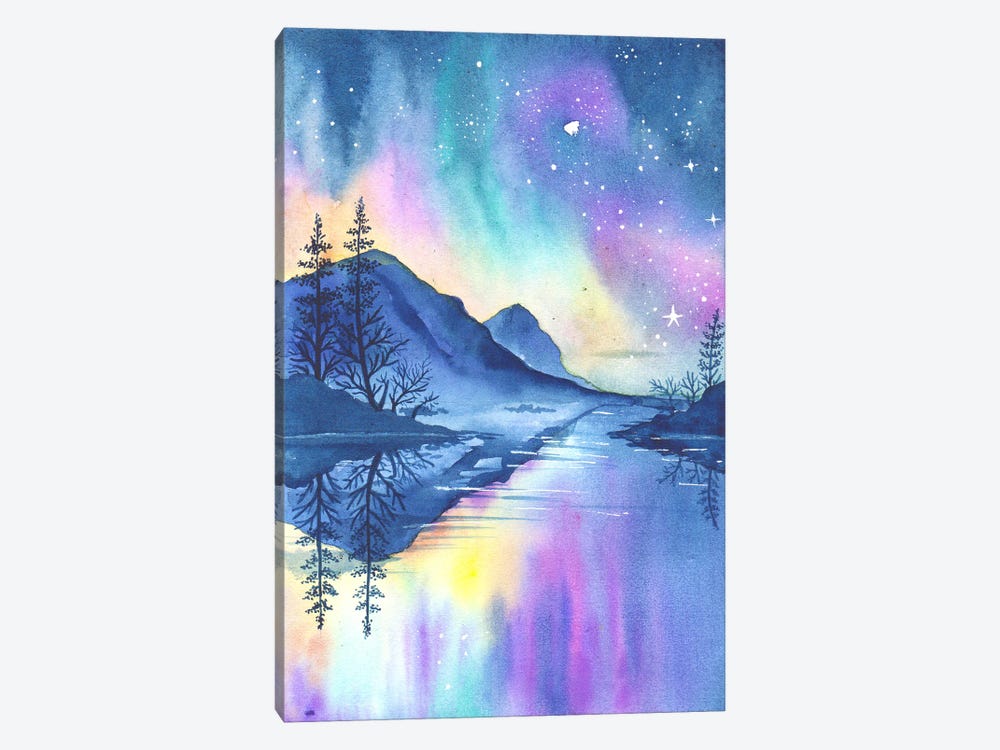 Aurora In The Mountains by FNK Designs 1-piece Canvas Print