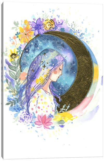 Moon Girl Canvas Art Print - FNK Designs
