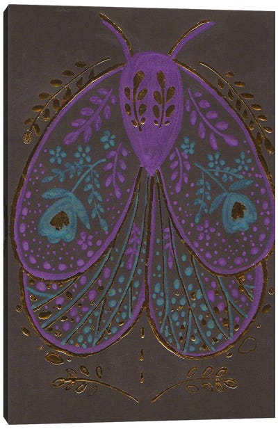 Purple Moth Canvas Art Print - Nature Renewal
