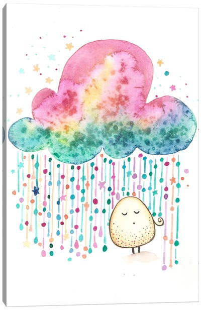 Colorful Raindrops Canvas Art Print - Rainbow Art