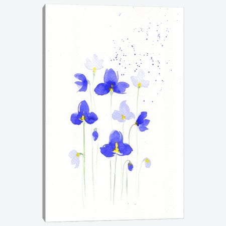 Blue Flowers Canvas Print #FDG9} by FNK Designs Canvas Wall Art