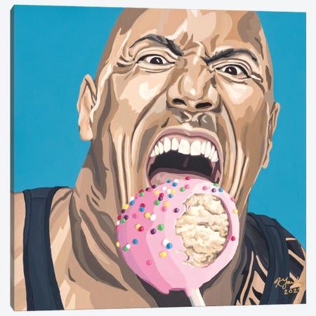 The Rock Is Coming For Your Cake Pop Canvas Print #FDY12} by Kristin Fardy Canvas Wall Art