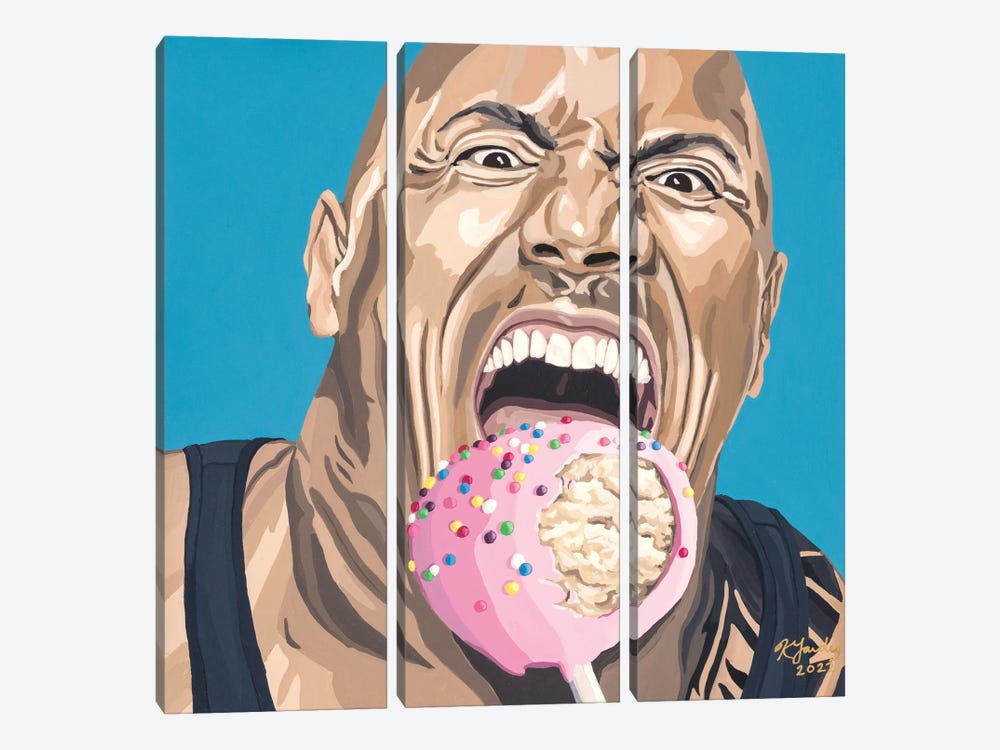The Rock Is Coming For Your Cake Pop by Kristin Fardy 3-piece Canvas Wall Art