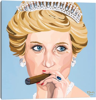 Lady Di And Her Stogie Canvas Art Print - Smoking Art