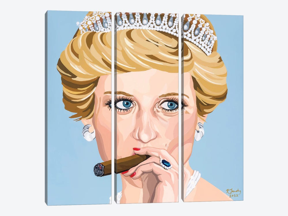 Lady Di And Her Stogie by Kristin Fardy 3-piece Canvas Wall Art