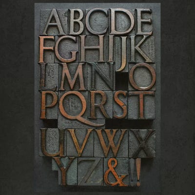 Vintage Letter Press Alphabet by Alyson Fennell art print