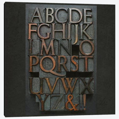 Vintage Letter Press Alphabet Canvas Print #FEN100} by Alyson Fennell Canvas Artwork