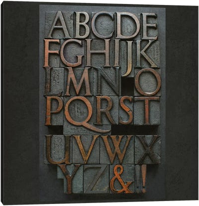 Vintage Letter Press Alphabet Canvas Art Print - Full Alphabet Art