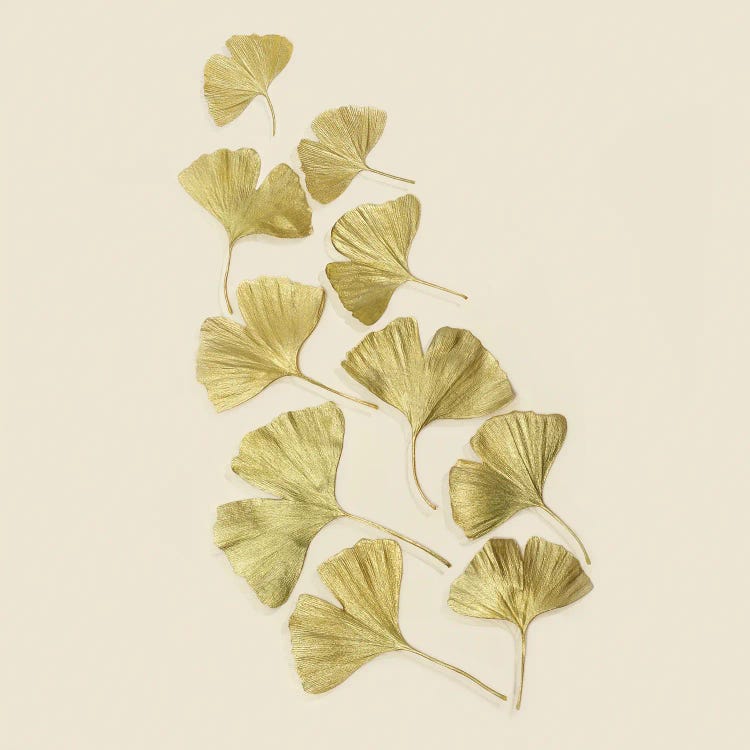 Gold Ginkgo Leaves by Alyson Fennell wall art