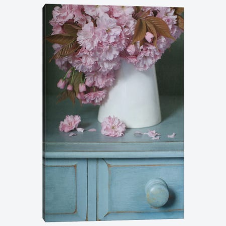 Cherry Blossom In White Jug Canvas Print #FEN145} by Alyson Fennell Canvas Print